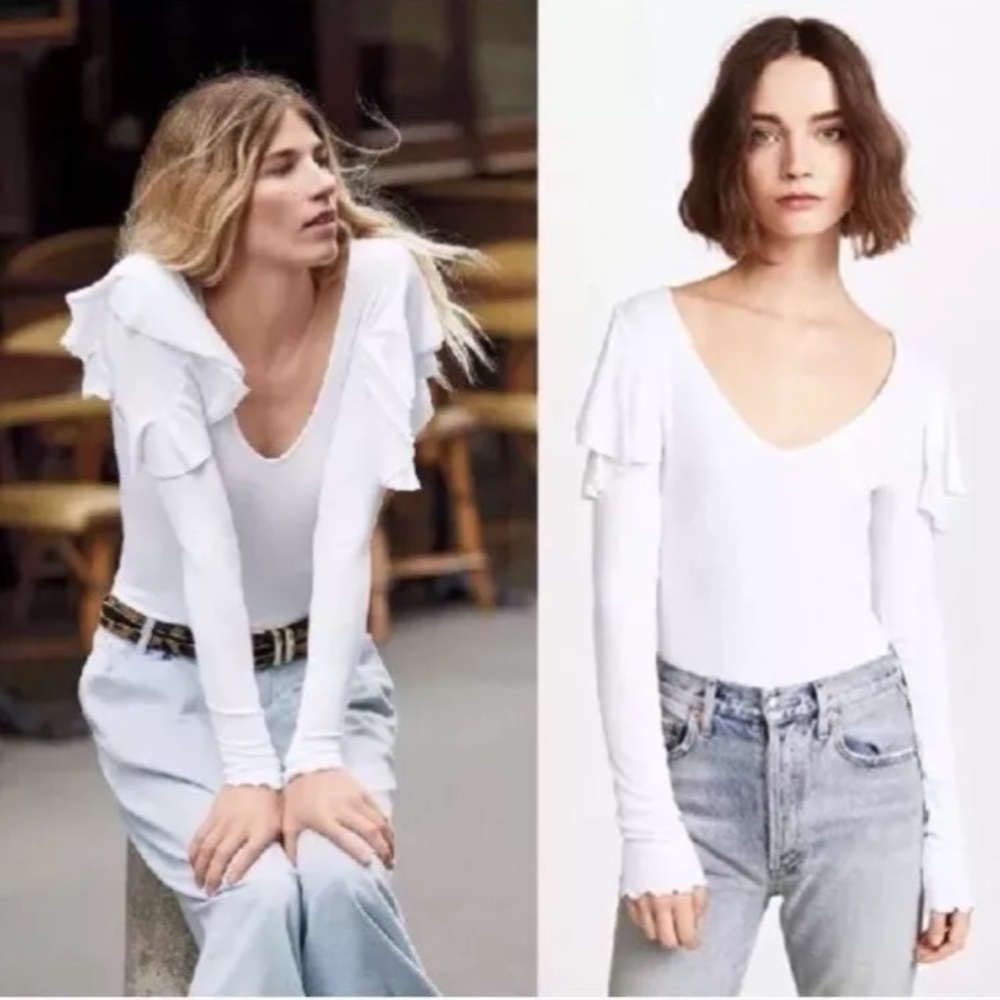 Free People On Rewind Long Sleeve Ruffled Top